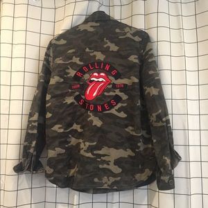 Forever 21 military shirt jacket w/ Rolling Stones